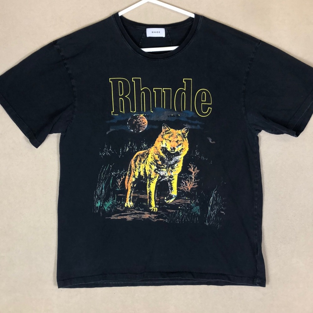 Rhude Night Wolf Graphic Print Short‎ Sleeve Shirt Men’s size M